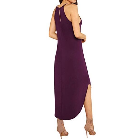 The Amelia Halter Asymmetrical Hem Maxi Dress - Picture 2 of 5